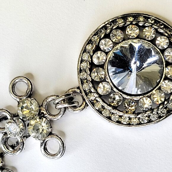 Round Crystal Pendant Necklace - Wedding Prom Bridal Necklace Party Necklace - Picture 6 of 8